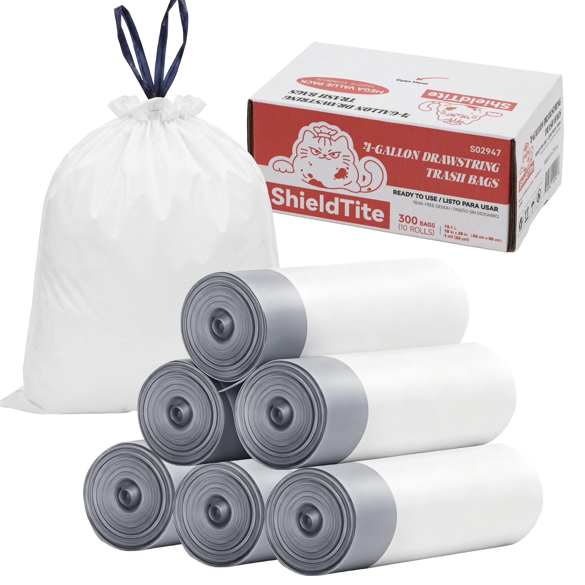 4 Galon Clear Drawstring Trash Bags High DensituBlenc 300BAGS