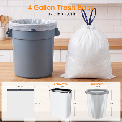 4 Galon Clear Drawstring Trash Bags High DensituBlenc 300BAGS