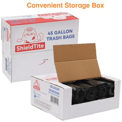 45 Gallon Extra Thick Heavy-Duty Black Trash Bags with Tie Straps, Industrial & Commercial, 200 Count