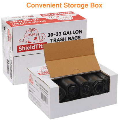 30-33 Gallon Extra Thick Heavy-Duty Black Trash Bags with Tie Straps, Industrial & Commercial, 200 bags