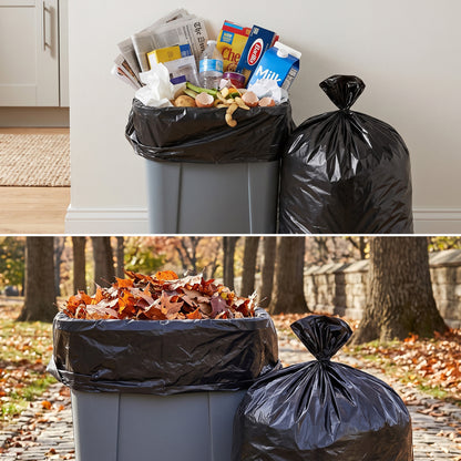 45 Gallon Extra Thick Heavy-Duty Black Trash Bags with Tie Straps, Industrial & Commercial, 200 Count